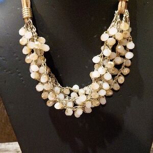 Elegant Gold and Cream Beaded Necklace